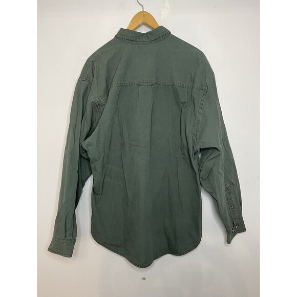 Eddie Bauer Full Button Up Chore Jacket Men's Size Large Green Plaid Lined - Picture 9 of 9